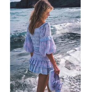 M20 Yvonne & Love Bohemian Ruffled Tiered Mini Dress Blueberry Dust